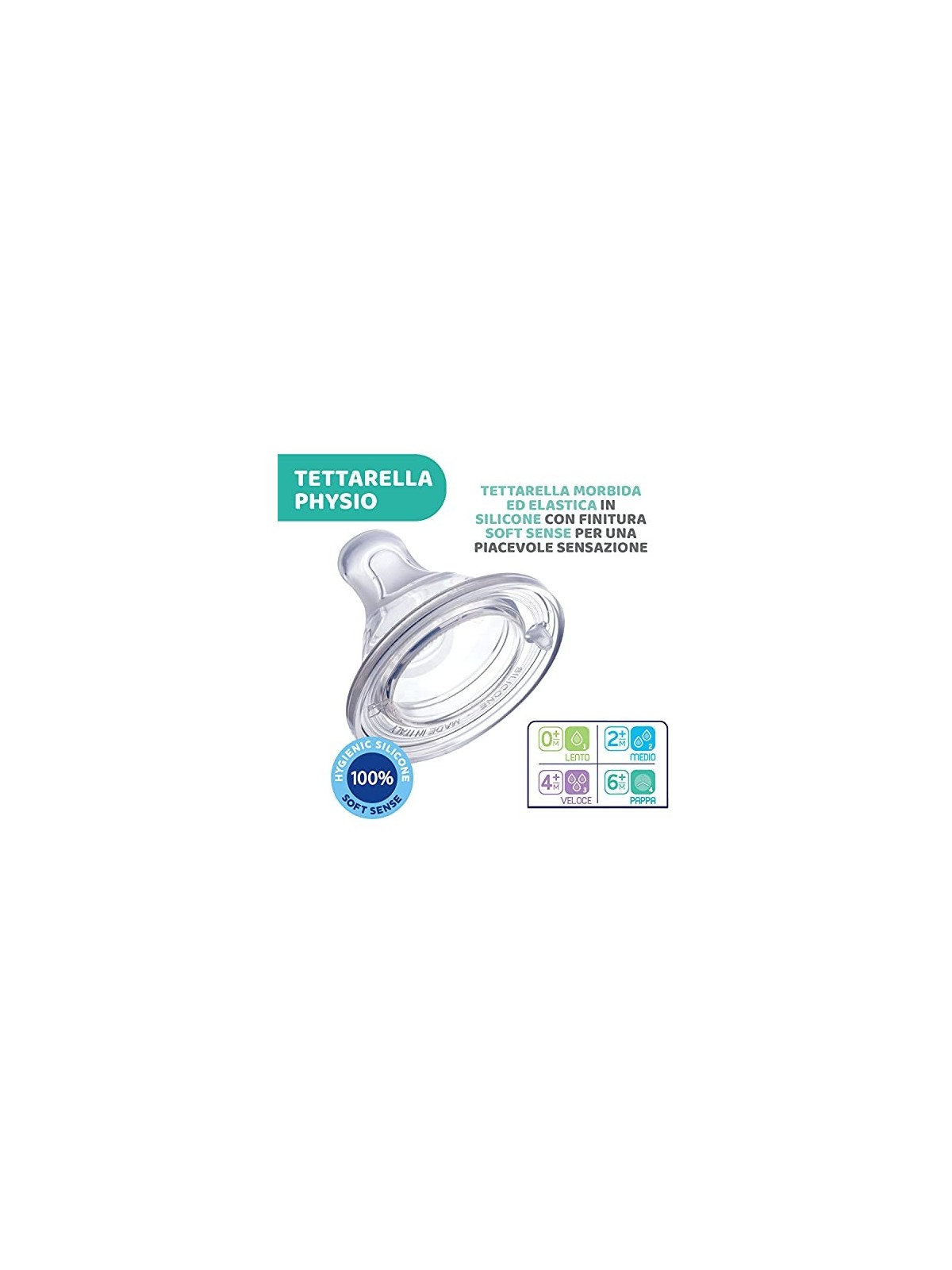 Chicco Physio Tettarella in Silicone Flusso Pap 6m 2U unisex