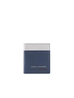 Piquadro Portafoglio Urbano in Pelle con Porta Carte di Credito in Blu Grigio per Uomo