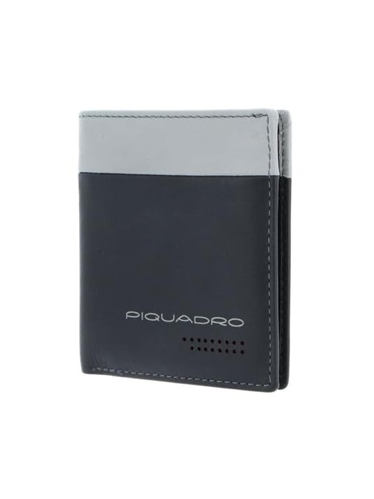 Piquadro Portafoglio in Pelle Piquadro per Banconote e Carte di Credito Nero Grigio Uomo