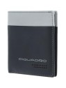 Piquadro Portafoglio in Pelle Piquadro per Banconote e Carte di Credito Nero Grigio Uomo