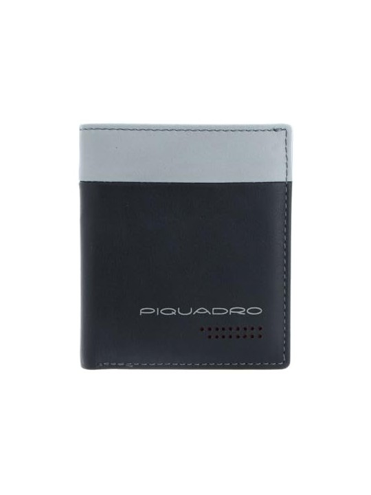 Piquadro Portafoglio in Pelle Piquadro per Banconote e Carte di Credito Nero Grigio Uomo