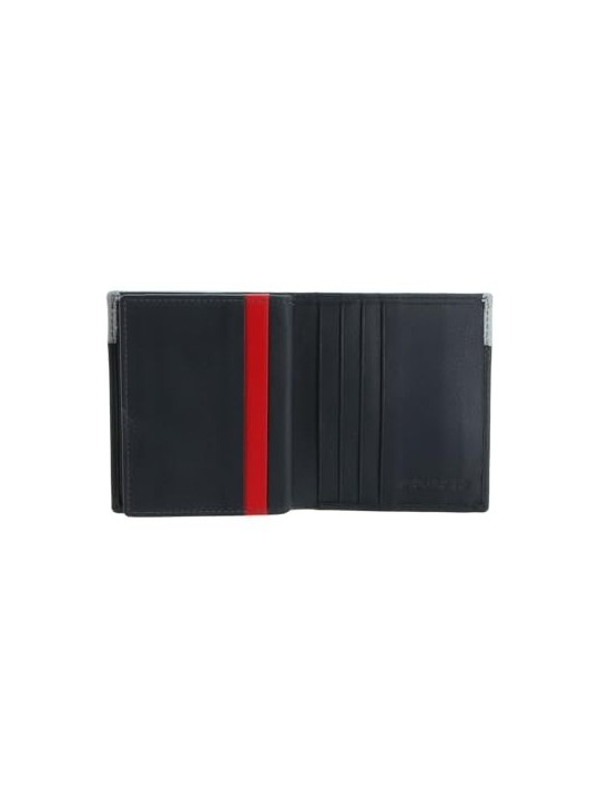 Piquadro Portafoglio in Pelle Piquadro per Banconote e Carte di Credito Nero Grigio Uomo