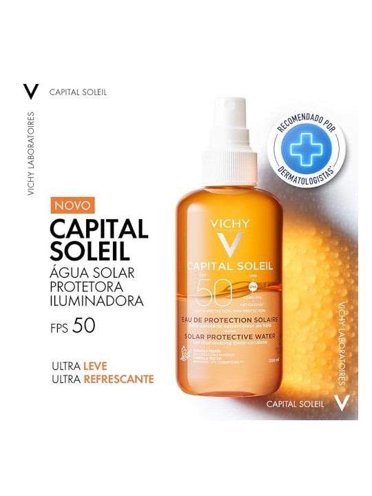 Vichy Capital Soleil Acqua Protettiva Solare SPF50 - Abbronzatura intensa donna 200ml