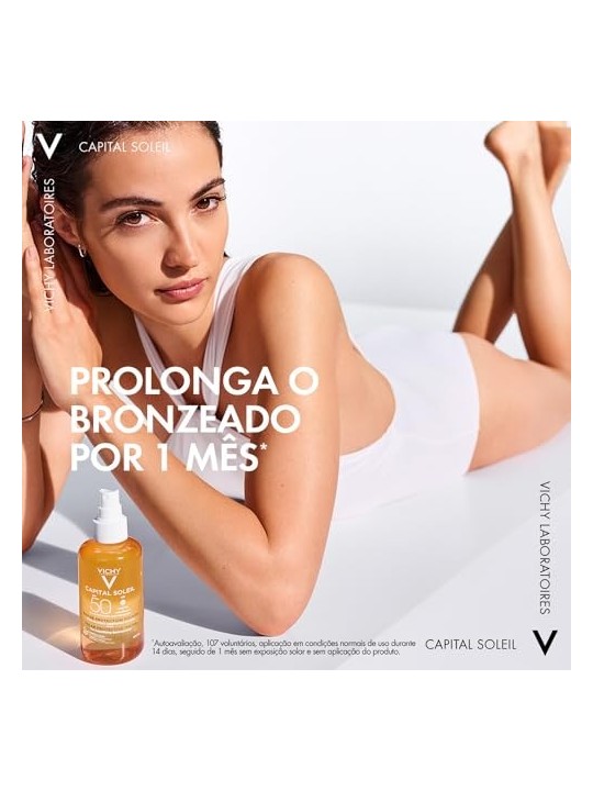 Vichy Capital Soleil Acqua Protettiva Solare SPF50 - Abbronzatura intensa donna 200ml