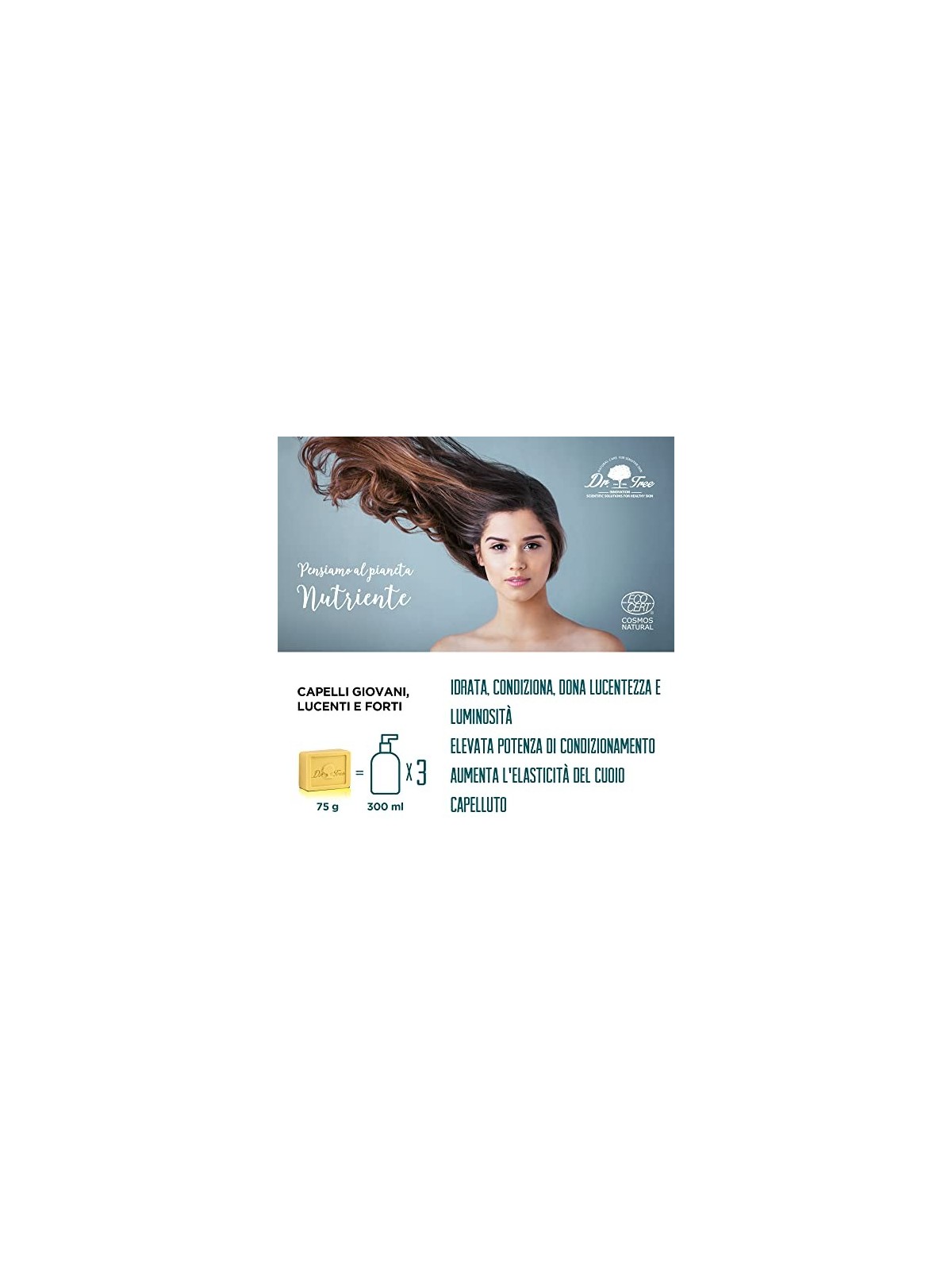 DR TREE SHAMPOO SOLIDO nutrizione 2 in 1 75 gr unisex