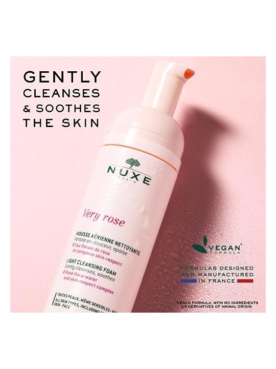 Nuxe Very Rose Light Cleansing Foam donna 150ml All Skin Types, Including Sensitive, Skin-Face Nuxe www.essenzetotalstyle.com 