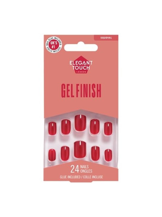 Unghie Elegant Touch LUCIDATE COLORE con colla squoval rosso ricco donna
