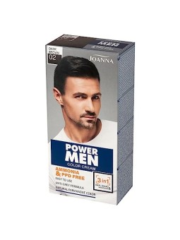 JOANNA Power Men Crema Colorante 3in1 Capelli Barba Baffi 02 Marrone Scuro 30g