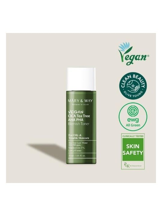 Mini Vegan CICA Tea Tree AHA PHA Blemish Toner 30ml