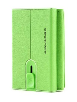 Porta Carte di Cuoio Piquadro Blue Square con Sistema Scorrevole e Protezione Antifrode RFID Verde unisex Piquadro www.essenzeto
