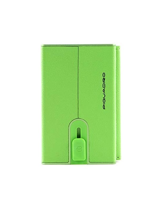 Porta Carte di Cuoio Piquadro Blue Square con Sistema Scorrevole e Protezione Antifrode RFID Verde unisex Piquadro www.essenzeto