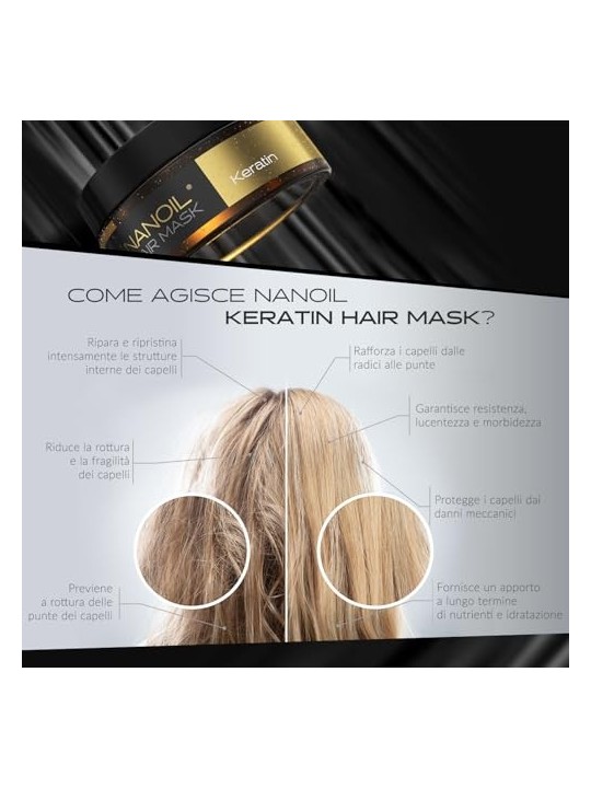 Maschera per capelli Nanoil HAIR MASK con cheratina 300ml