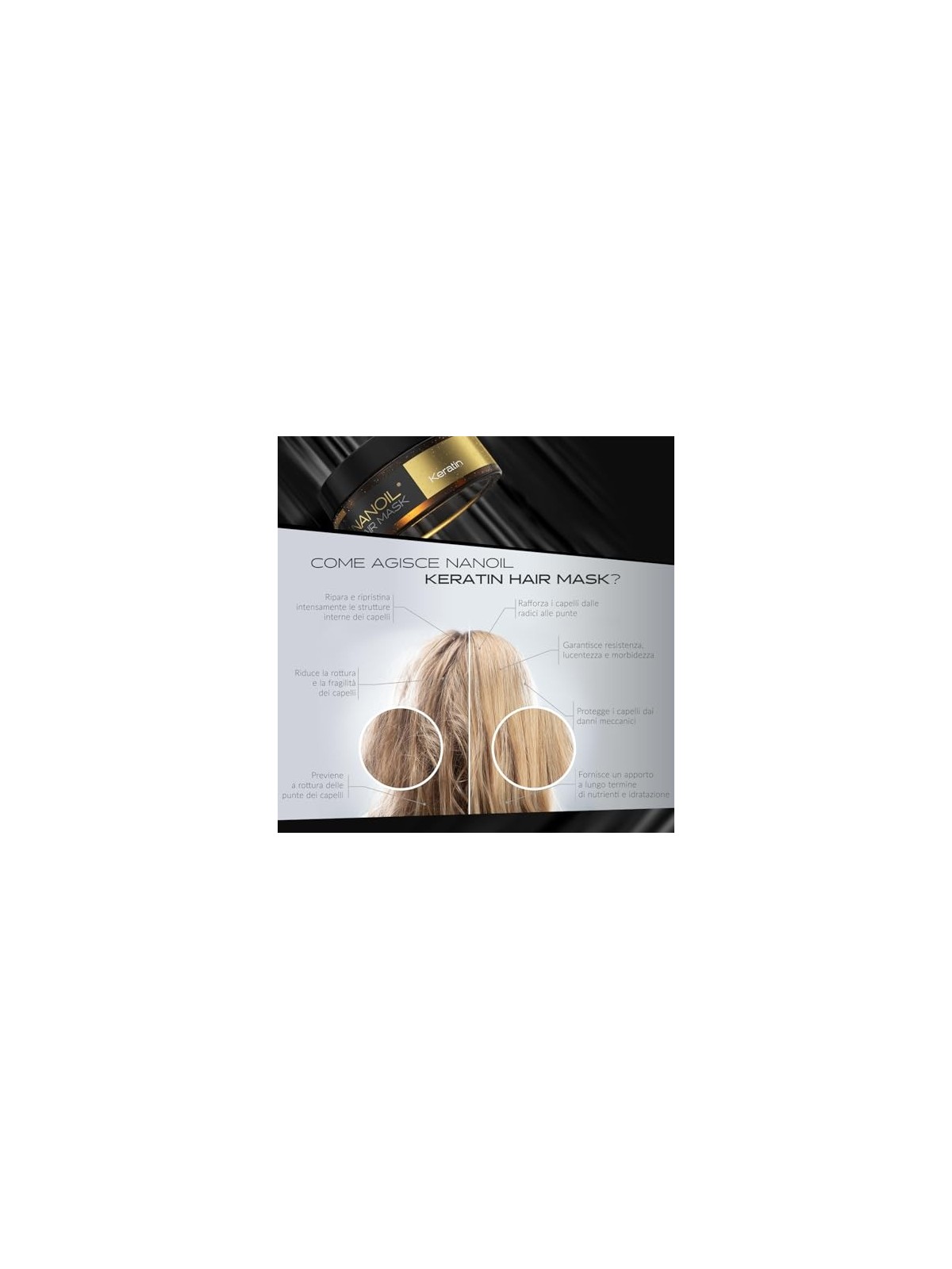 Maschera per capelli Nanoil HAIR MASK con cheratina 300ml