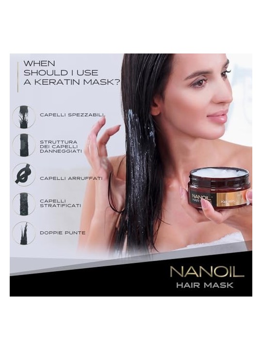 Maschera per capelli Nanoil HAIR MASK con cheratina 300ml