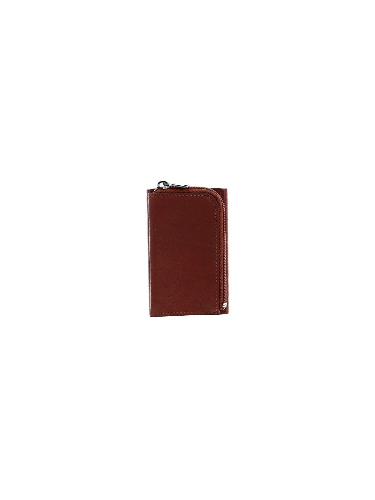 Porta Carte di Cuoio Quadrato Nero con Sistema Scorrevole Marrone Unisex