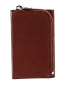 Porta Carte di Cuoio Quadrato Nero con Sistema Scorrevole Marrone Unisex