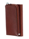 Porta Carte di Cuoio Quadrato Nero con Sistema Scorrevole Marrone Unisex
