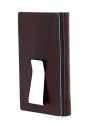 Piquadro Blue Square Leather Card Holder with Money Clip in Mahogany