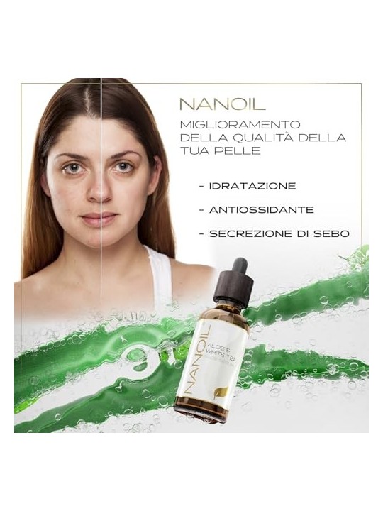 Nanoil Siero viso Aloe T Bianco Siero per la pelle con aloe e t bianco donna 50ml