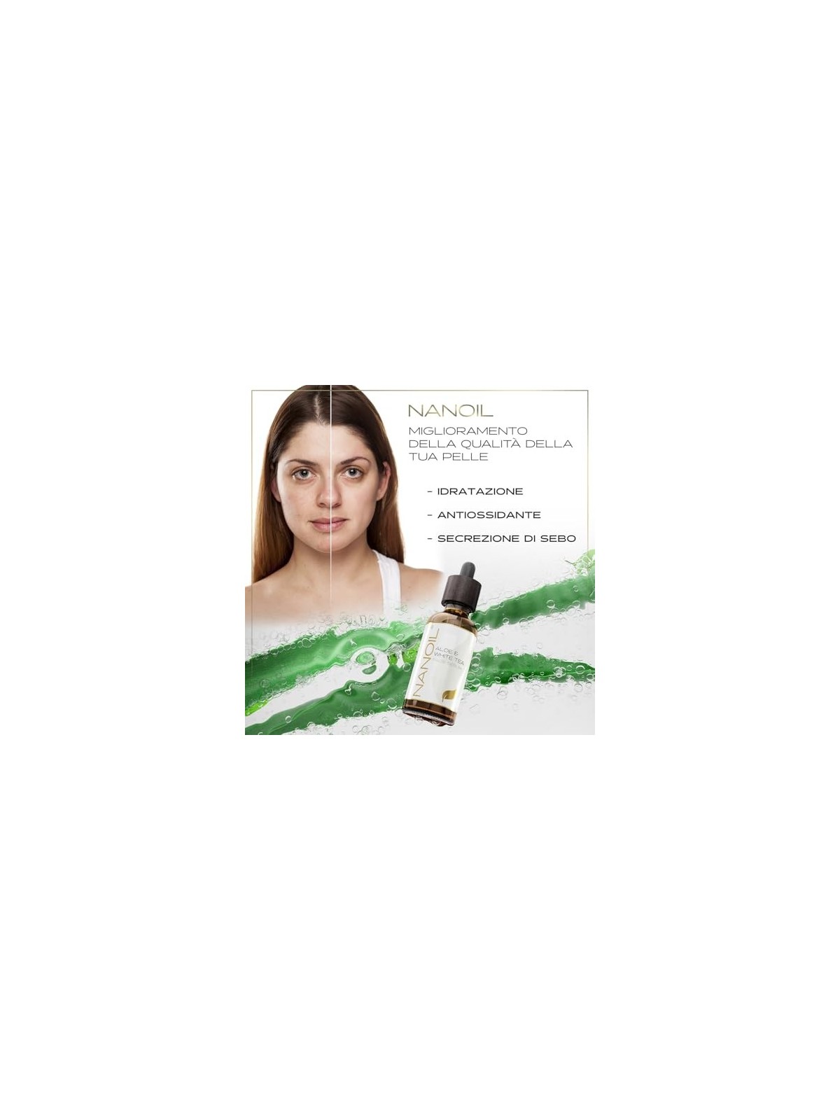 Nanoil Siero viso Aloe T Bianco Siero per la pelle con aloe e t bianco donna 50ml