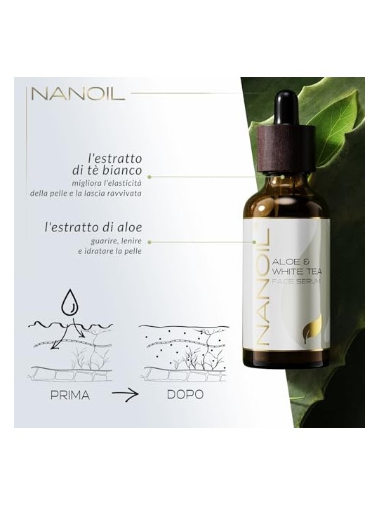 Nanoil Siero viso Aloe T Bianco Siero per la pelle con aloe e t bianco donna 50ml