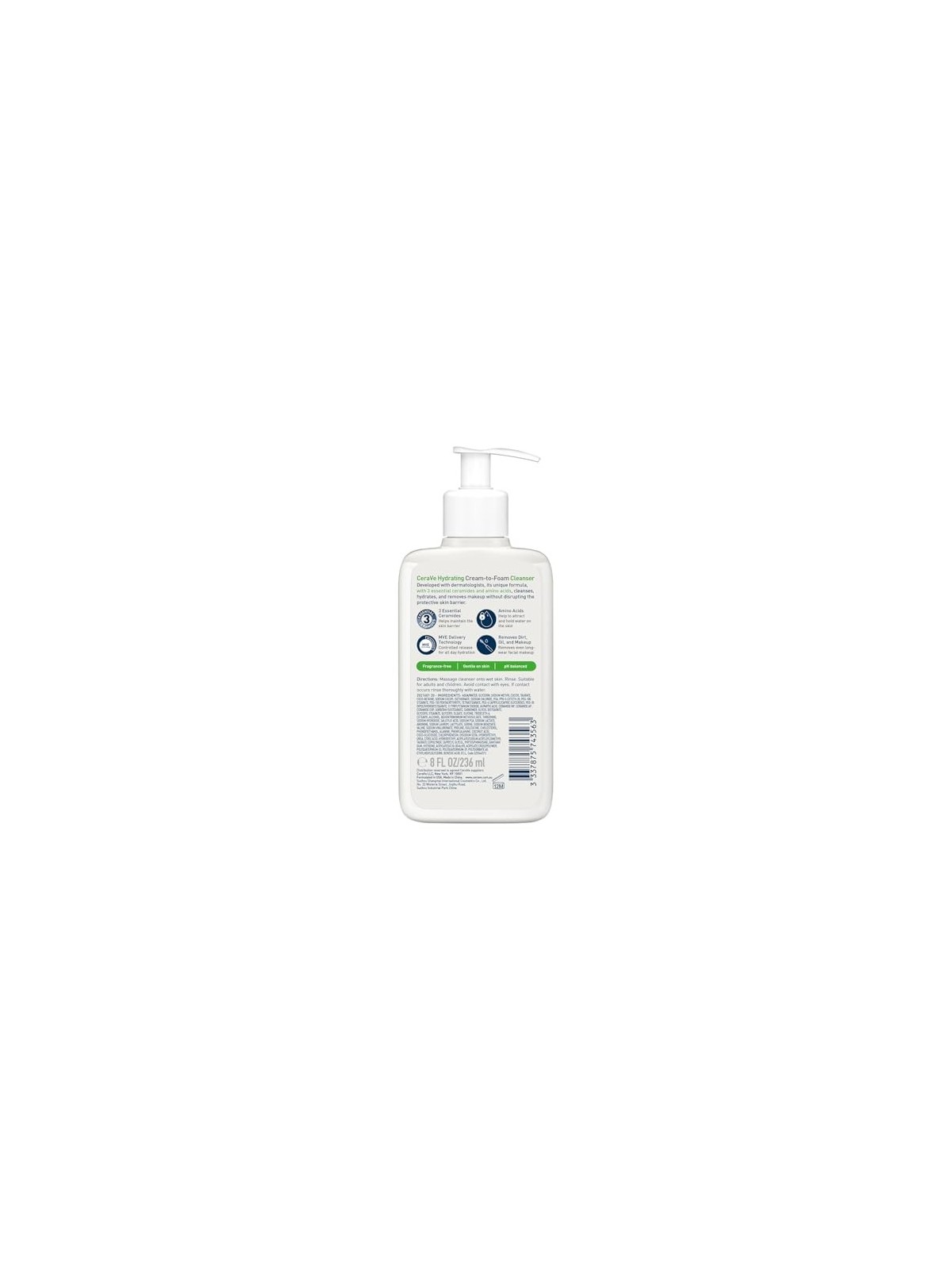 Crema-Schiuma Detergente Idratante CeraVe unisex 236ml per pelle normale e secca