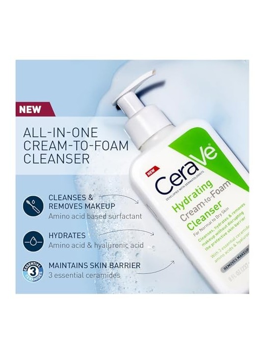 Crema-Schiuma Detergente Idratante CeraVe unisex 236ml per pelle normale e secca