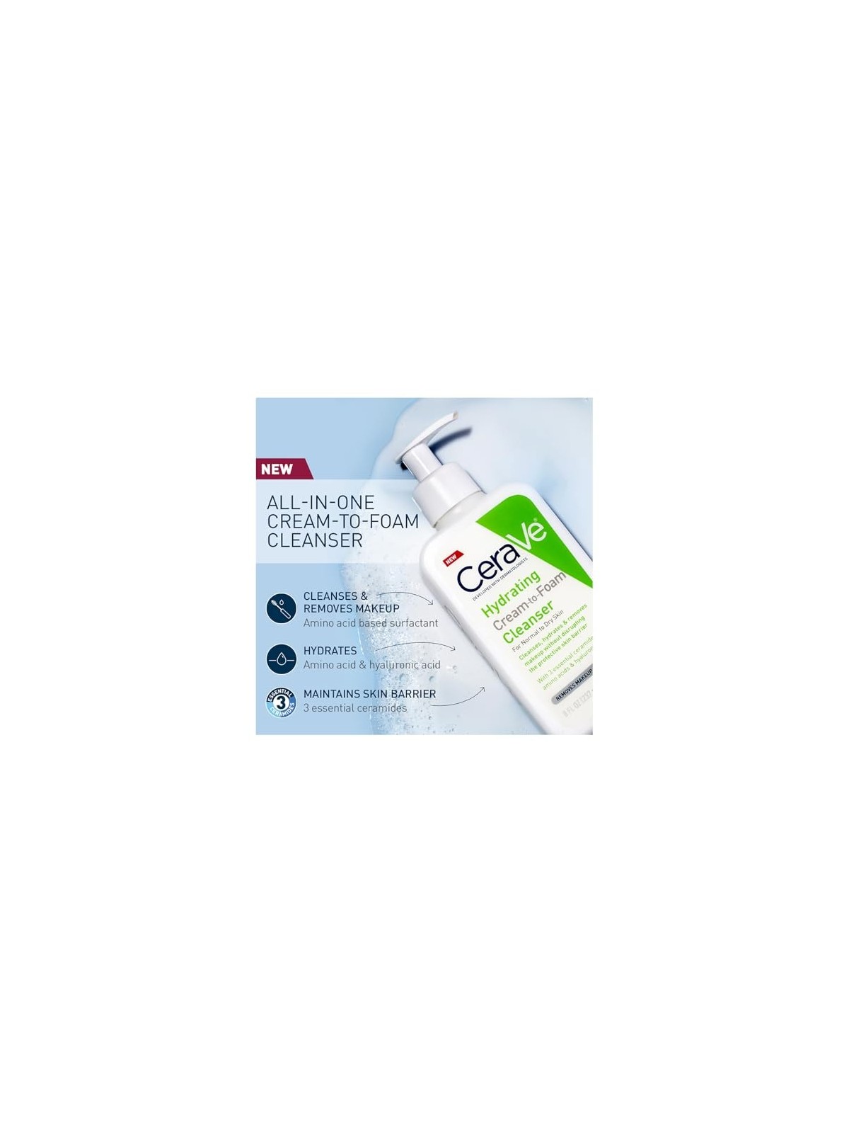 Crema-Schiuma Detergente Idratante CeraVe unisex 236ml per pelle normale e secca