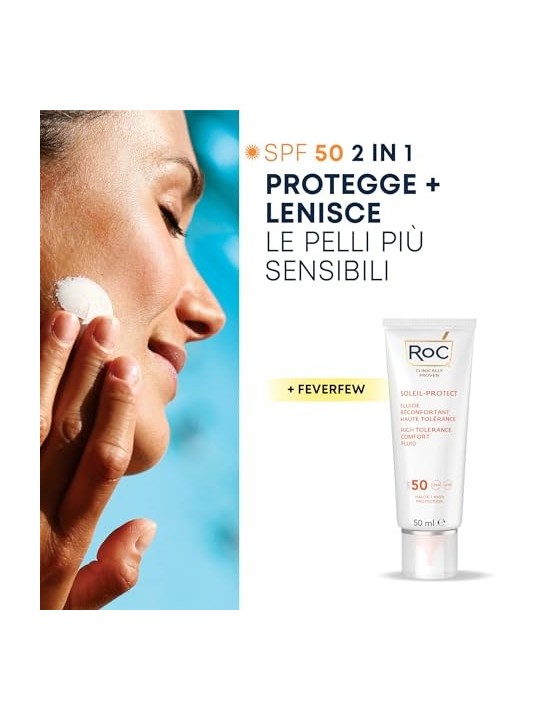 RoC Soleil-Protect High Tolerance Fluid SPF50+ unisex 50ml Comforts Sensitive Skin RoC www.essenzetotalstyle.com 