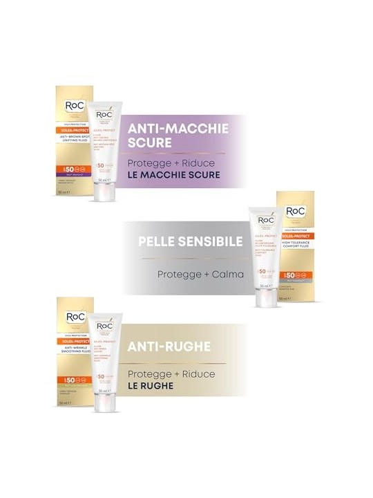 RoC Soleil-Protect High Tolerance Fluid SPF50+ unisex 50ml Comforts Sensitive Skin RoC www.essenzetotalstyle.com 