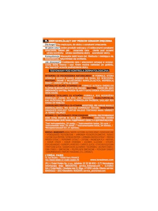 LOREAL Men Expert Hydra Crema idratante energetica contro i segni di stanchezza 50ml