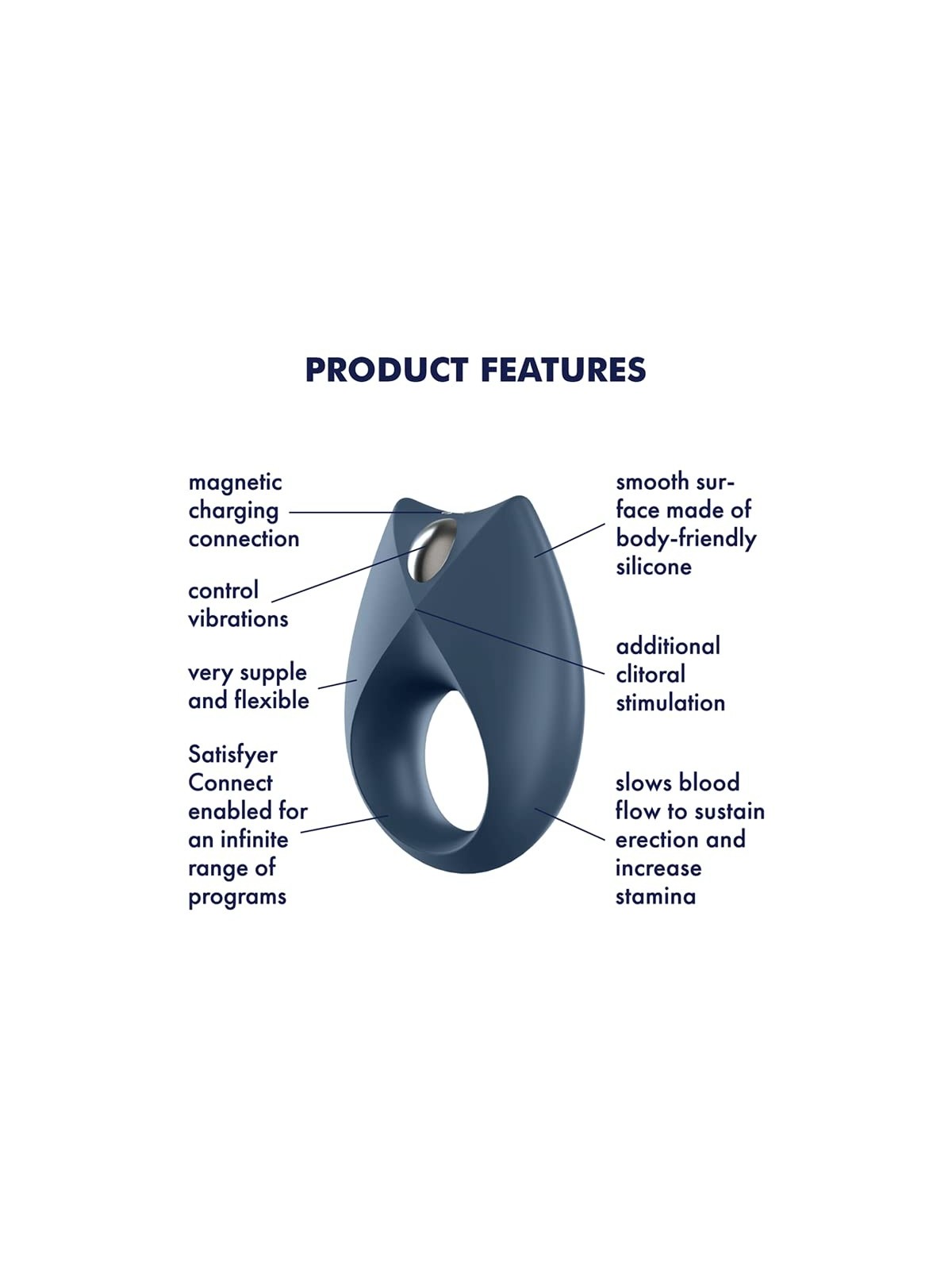 SATISFYER Royal Anello Vibratore Blu Scuro 1un Unisex