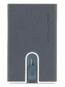 Piquadro Black Square Leather Wallet with Sliding Compact System Blue Men