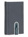 Piquadro Black Square Leather Wallet with Sliding Compact System Blue Men