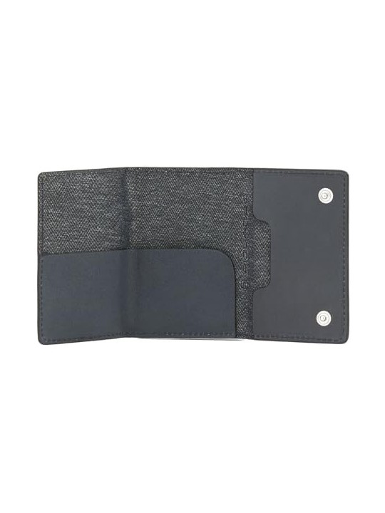 Piquadro Black Square Leather Wallet with Sliding Compact System Blue Men