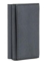 Piquadro Black Square Leather Wallet with Sliding Compact System Blue Men