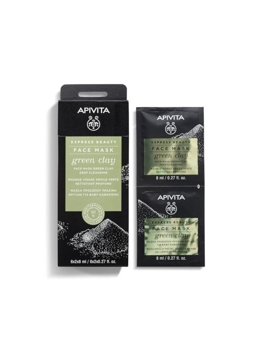 Maschera detergente profonda con argilla verde Apivita 2 x 8ml
