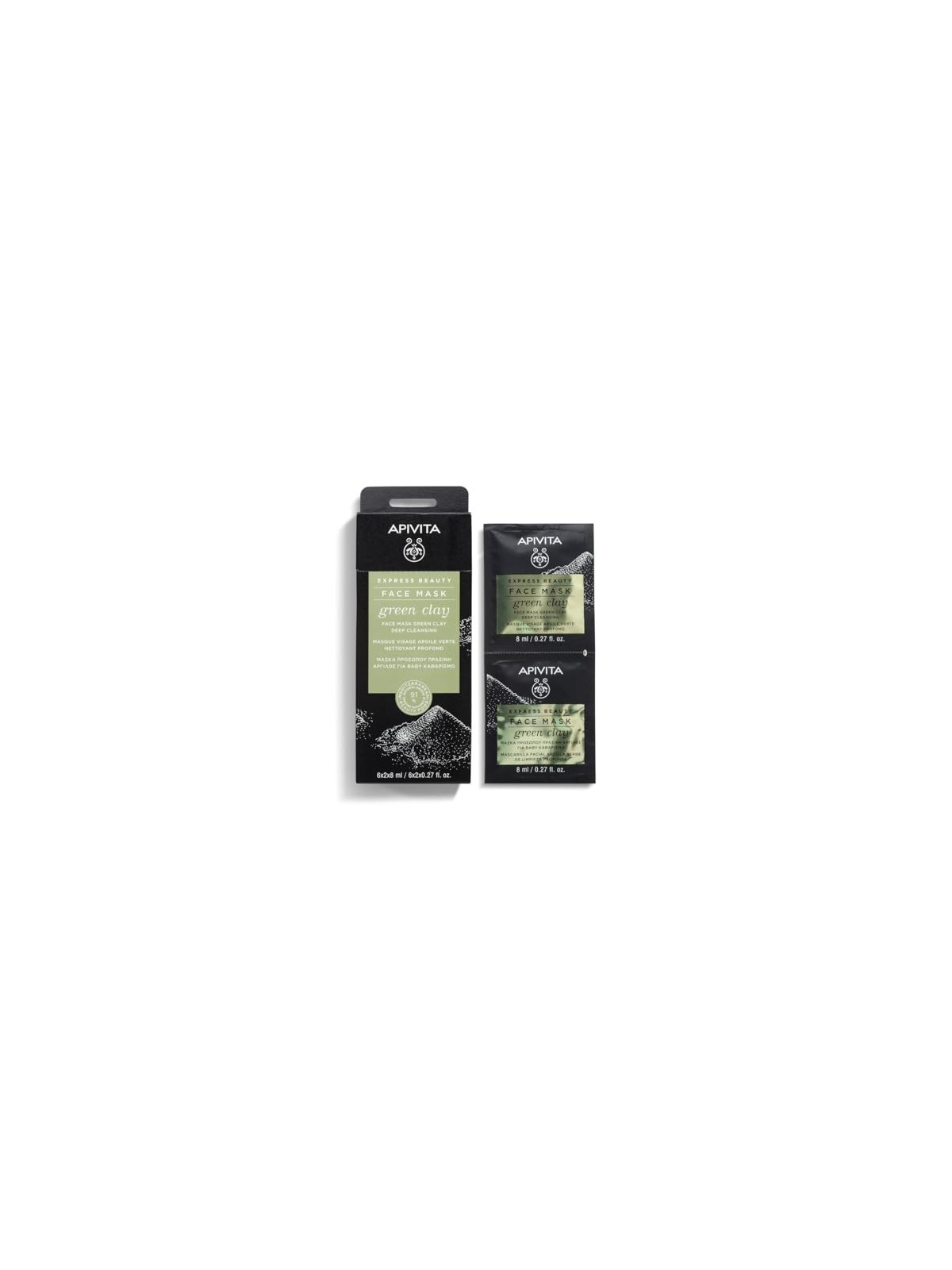 Maschera detergente profonda con argilla verde Apivita 2 x 8ml