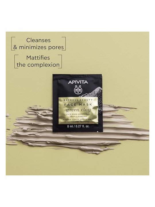 Maschera detergente profonda con argilla verde Apivita 2 x 8ml