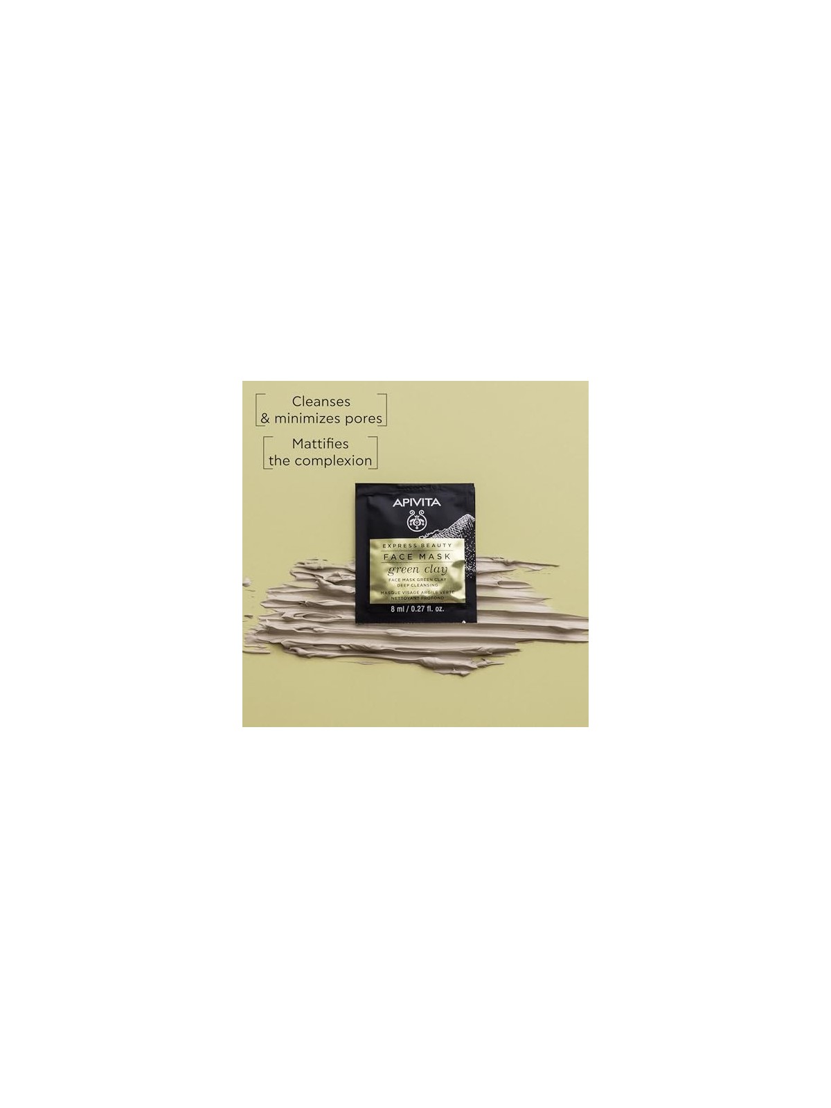 Maschera detergente profonda con argilla verde Apivita 2 x 8ml