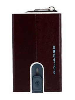 Piquadro Blue Square Porta Carte di Cuoio Mogano Uomo