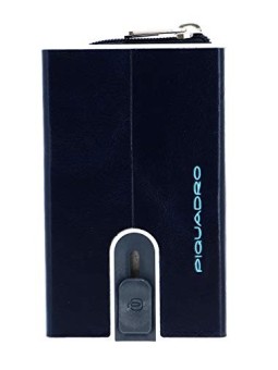 Piquadro Blue Square Porta Carte di Credito Pelle Blu Uomo