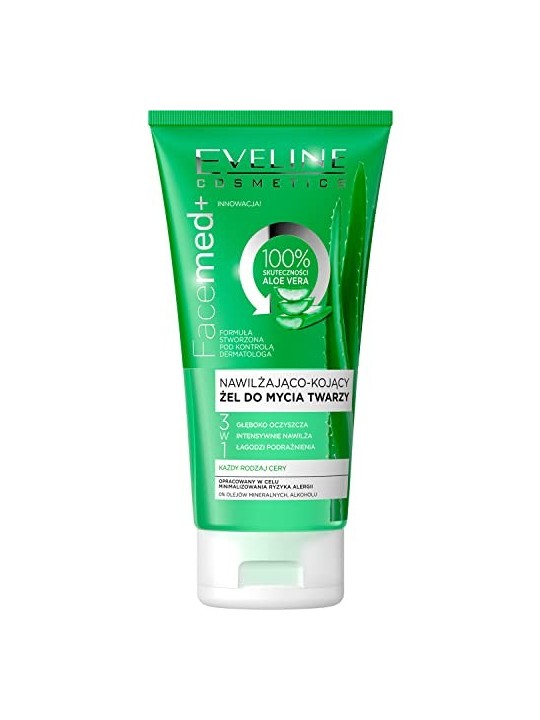 EVELINE Facemed gel detergente viso idratante e lenitivo con aloe per tutti i tipi di pelle Aloe Vera 150ml