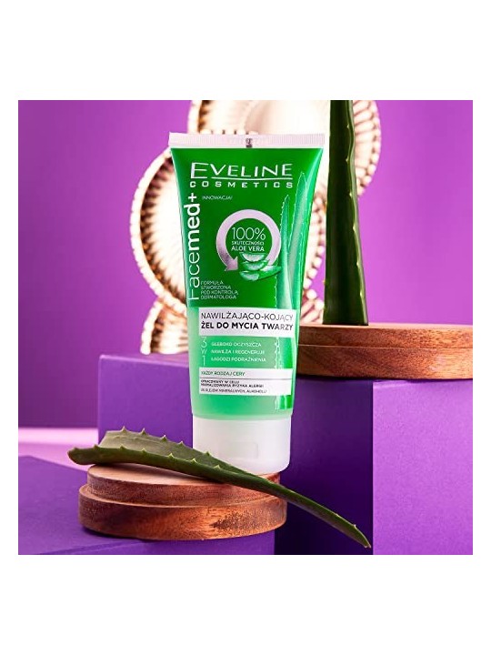 EVELINE Facemed gel detergente viso idratante e lenitivo con aloe per tutti i tipi di pelle Aloe Vera 150ml