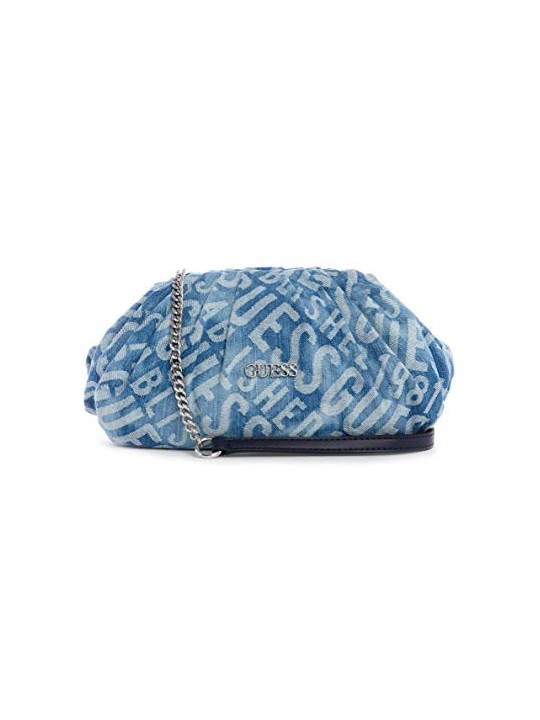 Guess Central City Denim Blue Polyester Clutch Bag