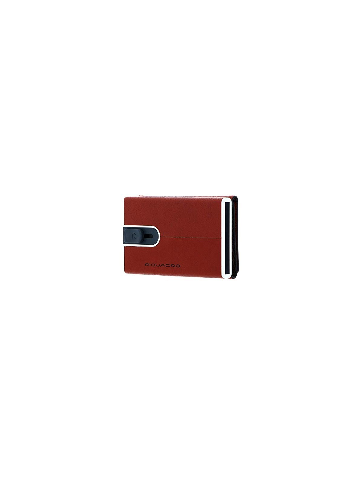 Piquadro Leather Square Card Holder with Sliding System Orange Unisex