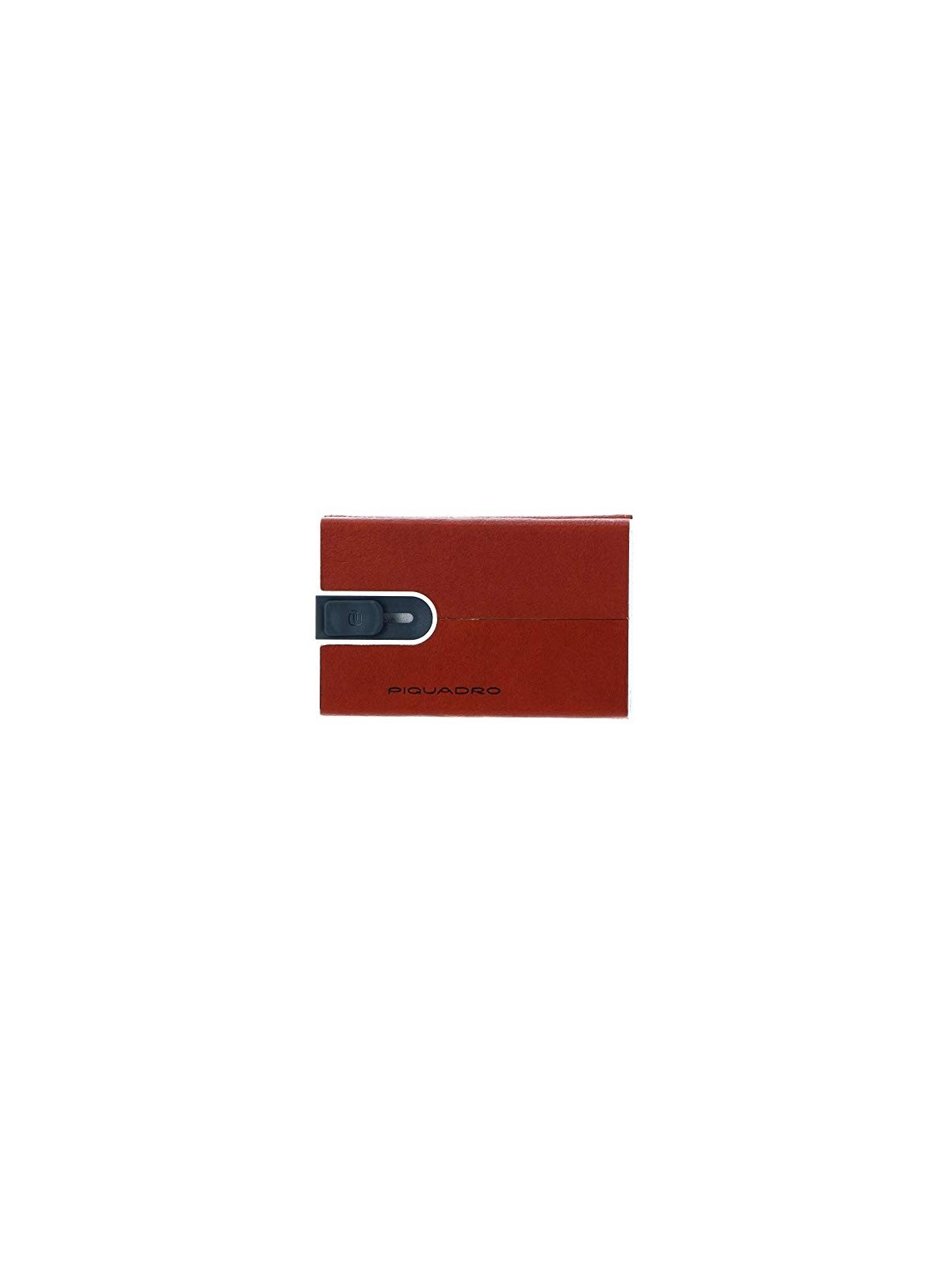 Piquadro Leather Square Card Holder with Sliding System Orange Unisex