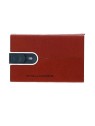 Piquadro Leather Square Card Holder with Sliding System Orange Unisex