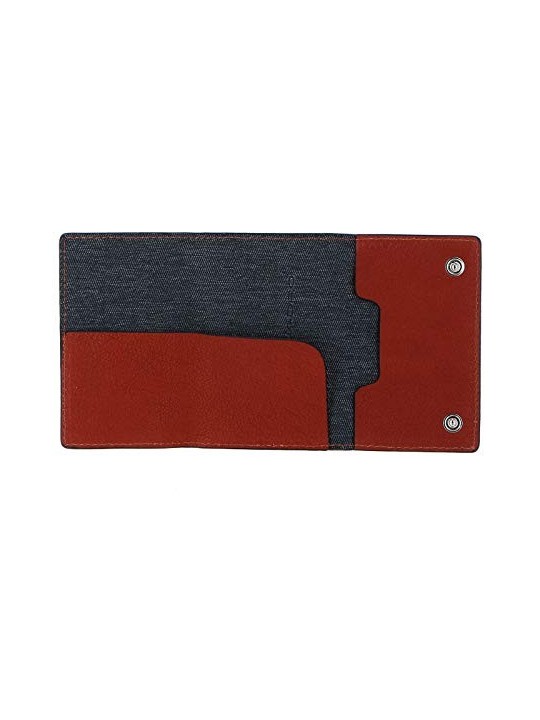 Piquadro Leather Square Card Holder with Sliding System Orange Unisex