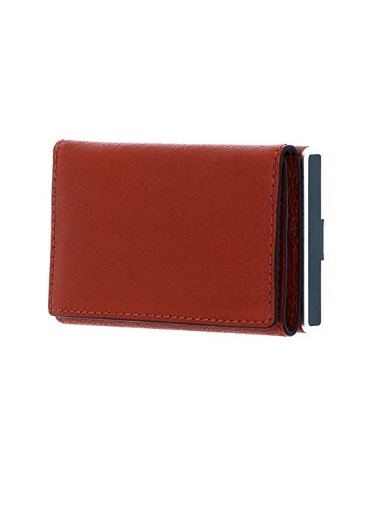 Piquadro Leather Square Card Holder with Sliding System Orange Unisex